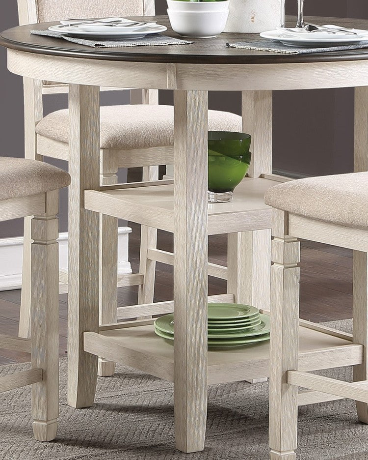 Brown And Antique White Finish 1Pc Counter Height Table With 2X Display Shelves Transitional Style Furniture