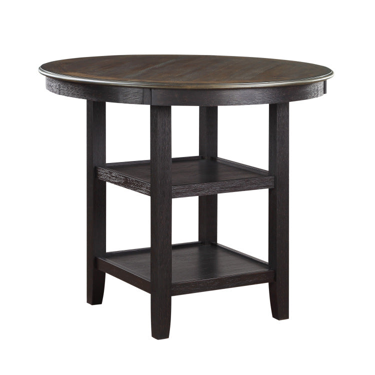 Brown And Black White Finish 1Pc Counter Height Table With 2X Display Shelves Transitional Style Furniture