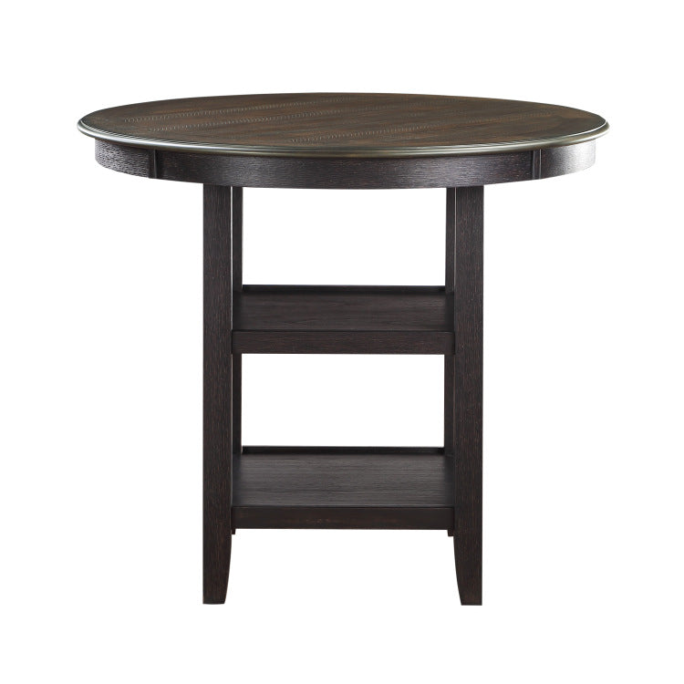 Brown And Black White Finish 1Pc Counter Height Table With 2X Display Shelves Transitional Style Furniture