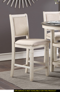 Antique White Finish Wooden Counter Height Chairs 2Pcs Set Textured Fabric Upholstered Dining Chairs
