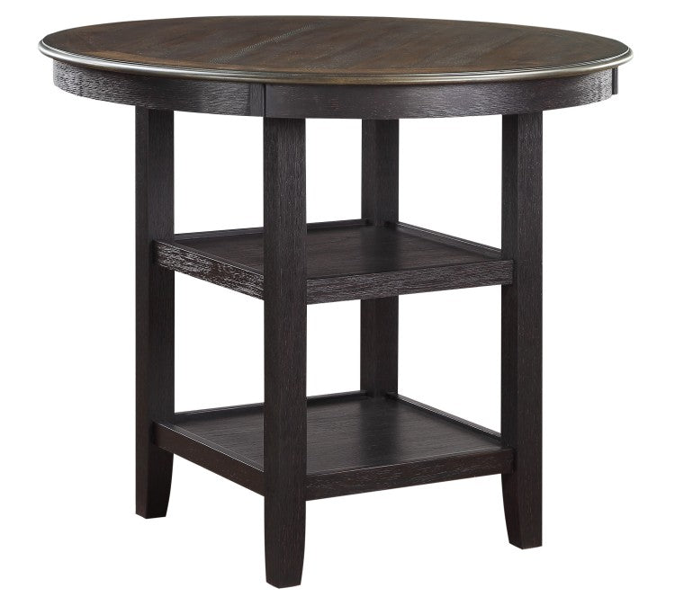 Brown And Black White Finish 1Pc Counter Height Table With 2X Display Shelves Transitional Style Furniture