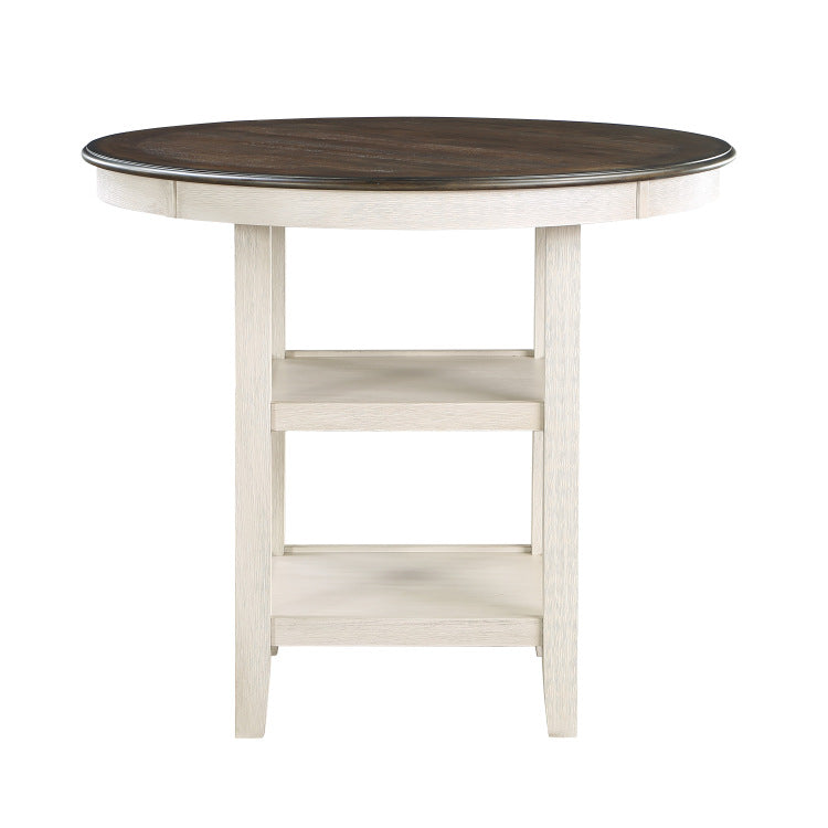 Brown And Antique White Finish 1Pc Counter Height Table With 2X Display Shelves Transitional Style Furniture