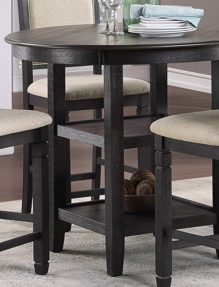 Brown And Black White Finish 1Pc Counter Height Table With 2X Display Shelves Transitional Style Furniture