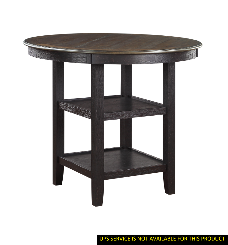Brown And Black White Finish 1Pc Counter Height Table With 2X Display Shelves Transitional Style Furniture