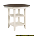 Brown And Antique White Finish 1Pc Counter Height Table With 2X Display Shelves Transitional Style Furniture