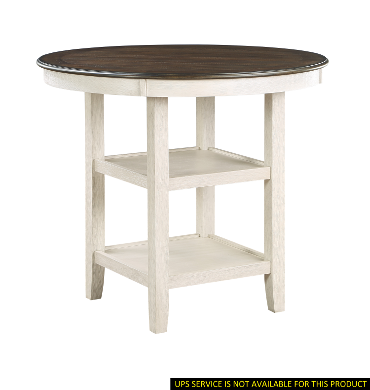 Brown And Antique White Finish 1Pc Counter Height Table With 2X Display Shelves Transitional Style Furniture