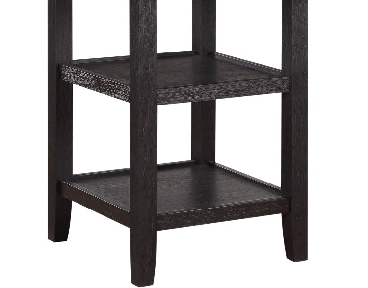 Brown And Black White Finish 1Pc Counter Height Table With 2X Display Shelves Transitional Style Furniture