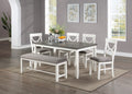 Dining Room Furniture White 6Pc Dining Set Table 4 Side Chairs And A Bench Rubberwood Mdf