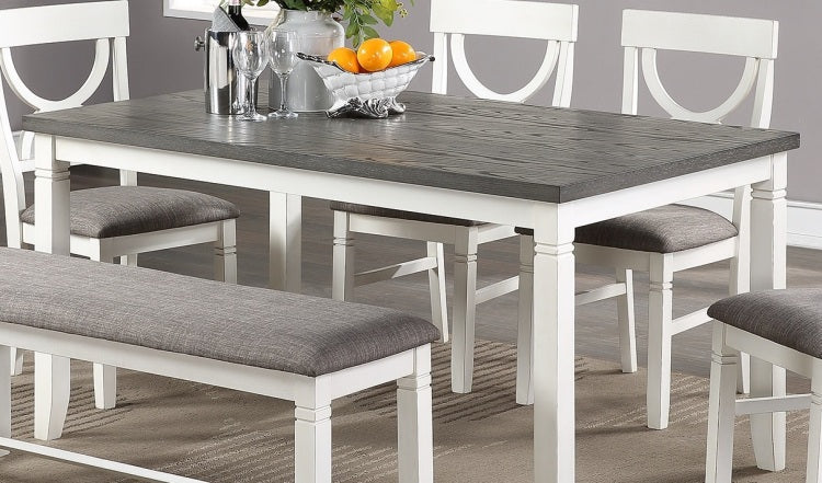 Dining Room Furniture White 6Pc Dining Set Table 4 Side Chairs And A Bench Rubberwood Mdf