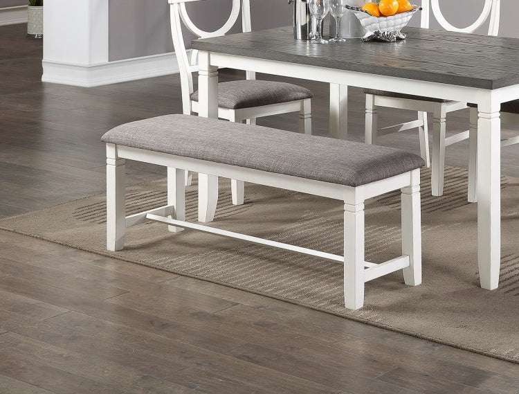 Dining Room Furniture White 6Pc Dining Set Table 4 Side Chairs And A Bench Rubberwood Mdf