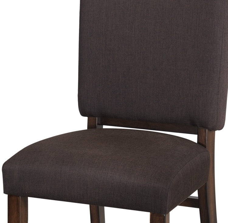 Chocolate Brown Color Fabric Upholstered Side Chairs 2Pc Set Walnut Finish Wooden Frame Dining Furniture