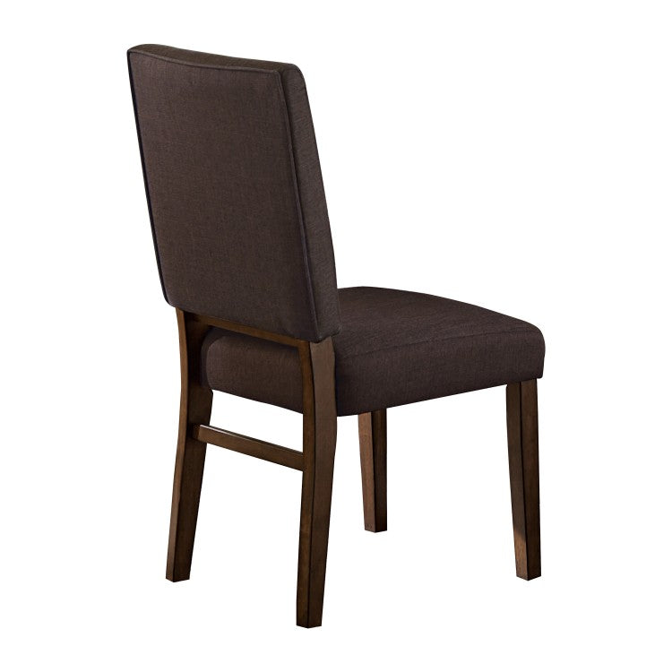 Chocolate Brown Color Fabric Upholstered Side Chairs 2Pc Set Walnut Finish Wooden Frame Dining Furniture