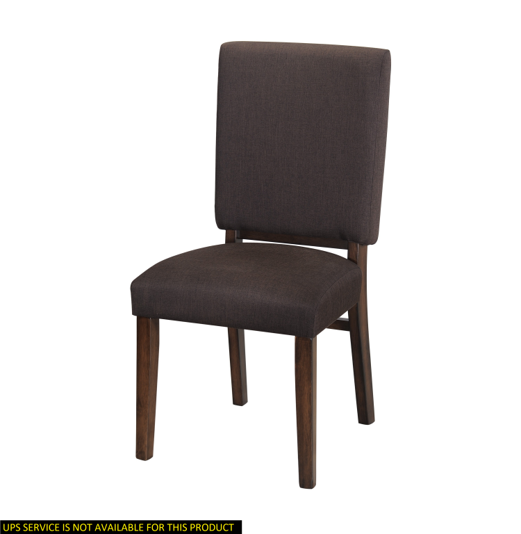 Chocolate Brown Color Fabric Upholstered Side Chairs 2Pc Set Walnut Finish Wooden Frame Dining Furniture