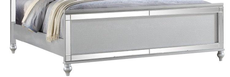 Sterling King Size Upholstered Led Bed Made With Wood In Silver Color Nj Inventory