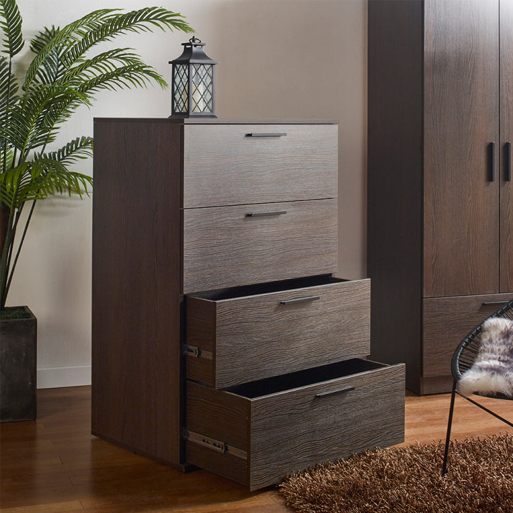 Oliver Farmhouse Four Drawer Jumbo Chest In Dark Brown