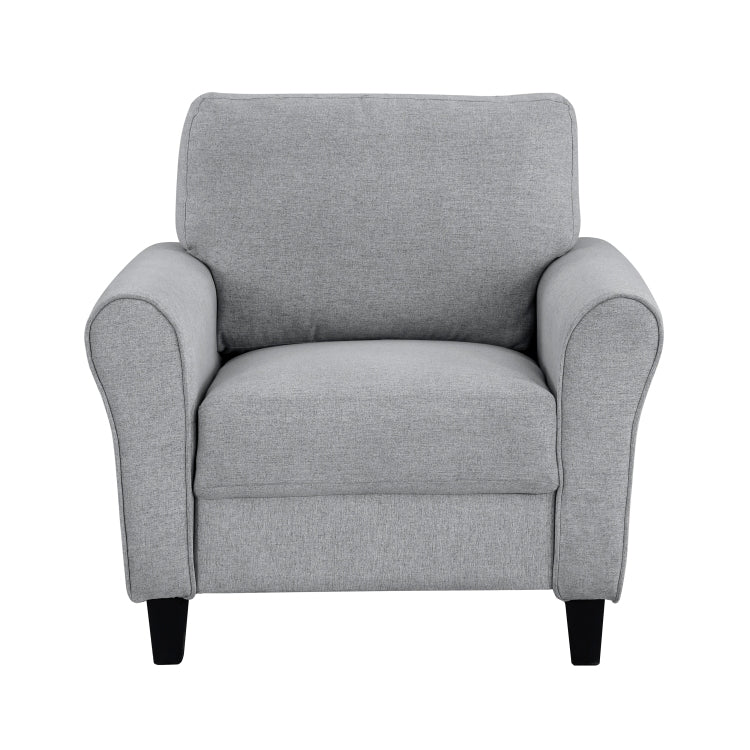 Modern 1Pc Chair Dark Gray Textured Fabric Upholstered Rounded Arms Attached Cushion Transitional Living Room Furniture