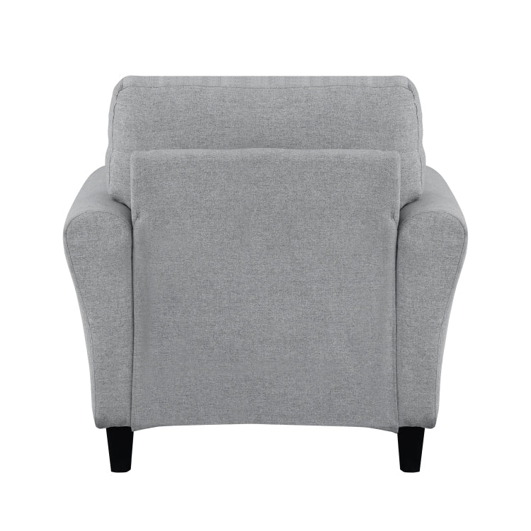 Modern 1Pc Chair Dark Gray Textured Fabric Upholstered Rounded Arms Attached Cushion Transitional Living Room Furniture