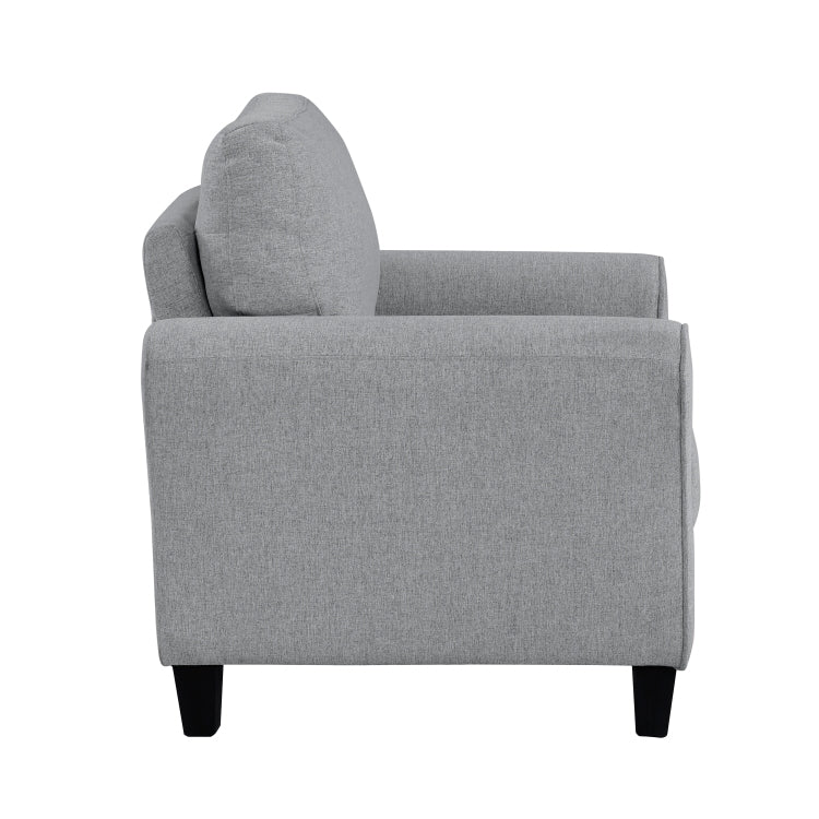 Modern 1Pc Chair Dark Gray Textured Fabric Upholstered Rounded Arms Attached Cushion Transitional Living Room Furniture