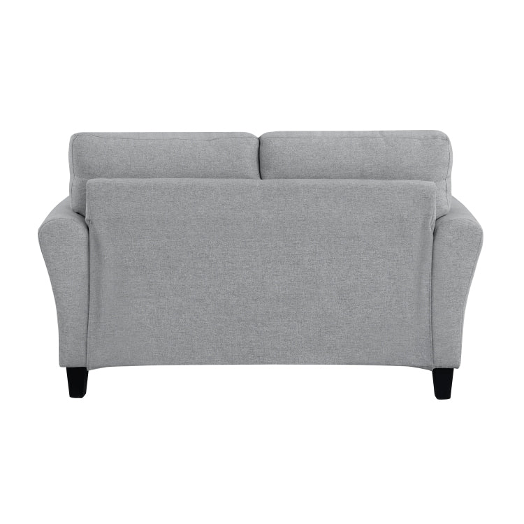 Modern 1Pc Loveseat Dark Gray Textured Fabric Upholstered Rounded Arms Attached Cushions Transitional Living Room Furniture