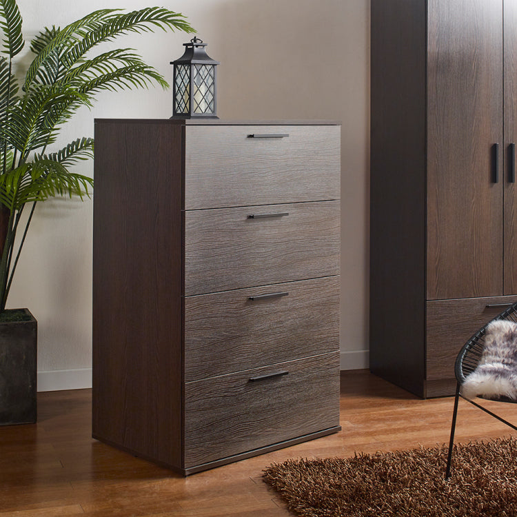 Oliver Farmhouse Four Drawer Jumbo Chest In Dark Brown