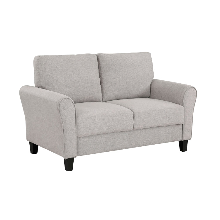 Modern Transitional Sand Hued Textured Fabric Upholstered 1Pc Loveseat Attached Cushion Living Room Furniture