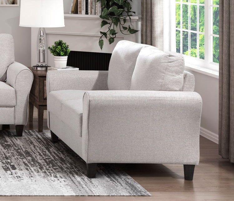 Modern Transitional Sand Hued Textured Fabric Upholstered 1Pc Loveseat Attached Cushion Living Room Furniture