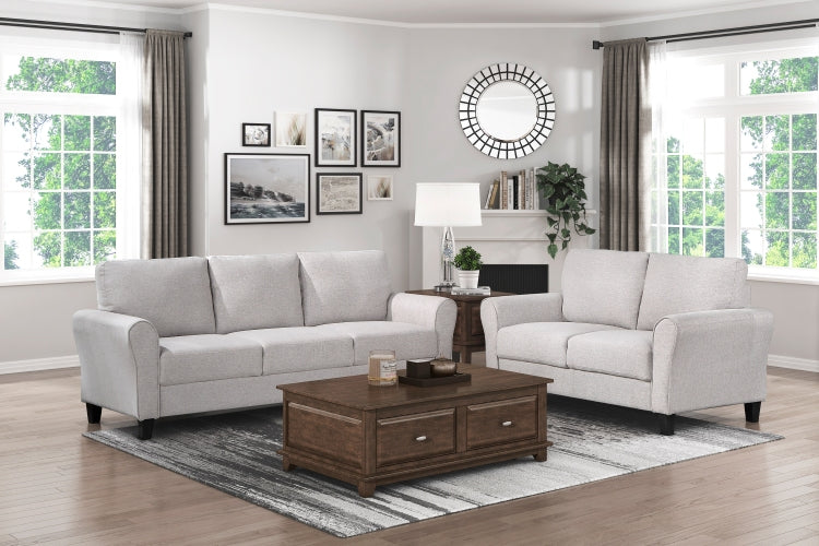 Modern Transitional Sand Hued Textured Fabric Upholstered 1Pc Sofa Attached Cushions Living Room Furniture