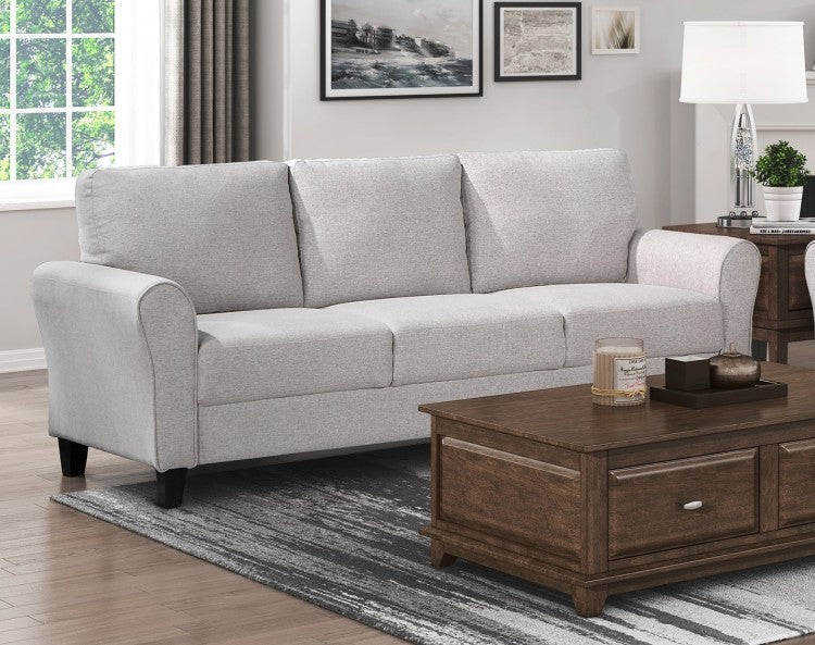 Modern Transitional Sand Hued Textured Fabric Upholstered 1Pc Sofa Attached Cushions Living Room Furniture