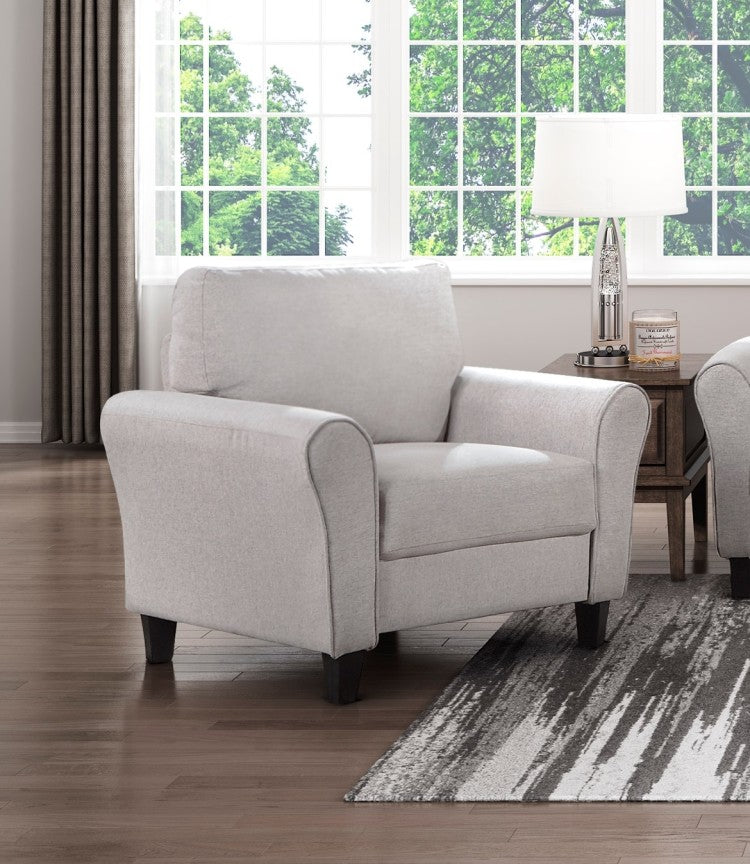 Modern Transitional Sand Hued Textured Fabric Upholstered 1Pc Chair Attached Cushion Living Room Furniture
