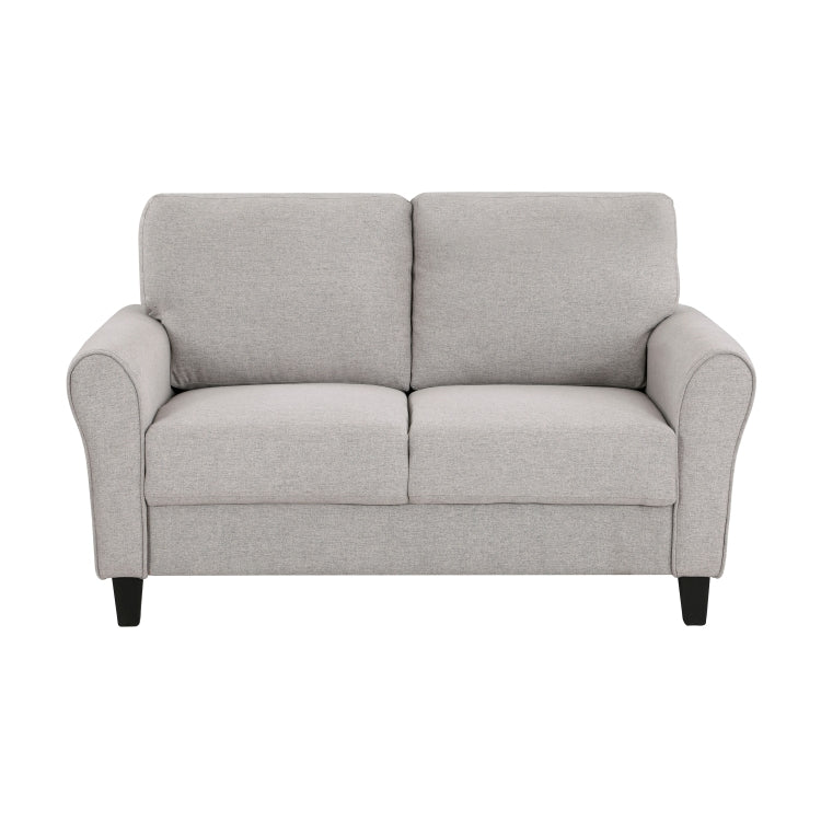 Modern Transitional Sand Hued Textured Fabric Upholstered 1Pc Loveseat Attached Cushion Living Room Furniture