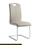 Unique Style Chrome Metal Finish Side Chairs 2Pc Set Gray Taupe Faux Leather Upholstered Casual Dining Furniture