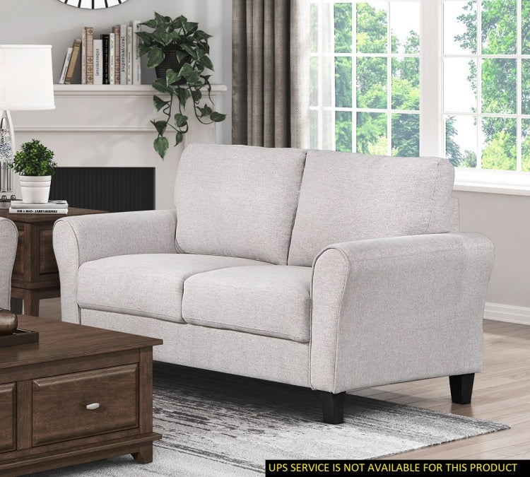 Modern Transitional Sand Hued Textured Fabric Upholstered 1Pc Loveseat Attached Cushion Living Room Furniture
