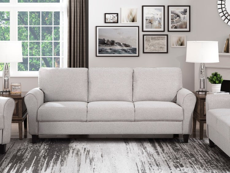 Modern Transitional Sand Hued Textured Fabric Upholstered 1Pc Sofa Attached Cushions Living Room Furniture