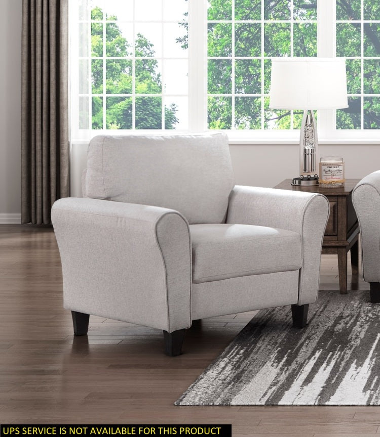 Modern Transitional Sand Hued Textured Fabric Upholstered 1Pc Chair Attached Cushion Living Room Furniture