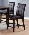 Simple Contemporary Set Of 2 Counter Height Chairs Brown Finish Dining Seating'S Cushion Chair Tufted Back Kitchen Dining Room