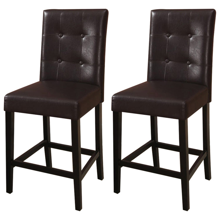 Simple Contemporary Set Of 2 Counter Height Chairs Brown Finish Dining Seating'S Cushion Chair Tufted Back Kitchen Dining Room
