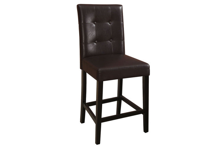 Simple Contemporary Set Of 2 Counter Height Chairs Brown Finish Dining Seating'S Cushion Chair Tufted Back Kitchen Dining Room