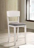 Contemporary Dining Room Counter Height Chairs Set Of 2 Chairs Only White Solid Wood Gray Padded Fabric Seat