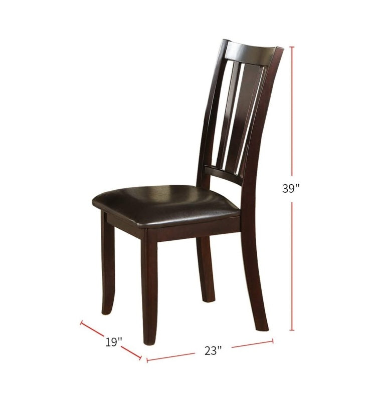 Simple Contemporary Set Of 2 Side Chairs Brown Finish Dining Seating Cushion Chair Unique Design Kitchen Dining Room Faux Leather Seat