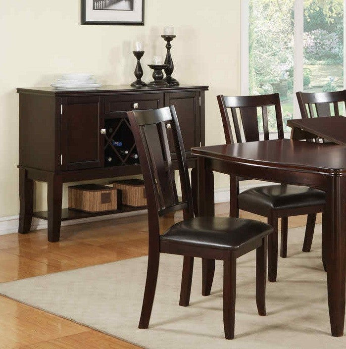 Simple Contemporary Set Of 2 Side Chairs Brown Finish Dining Seating Cushion Chair Unique Design Kitchen Dining Room Faux Leather Seat