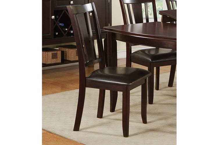 Simple Contemporary Set Of 2 Side Chairs Brown Finish Dining Seating Cushion Chair Unique Design Kitchen Dining Room Faux Leather Seat
