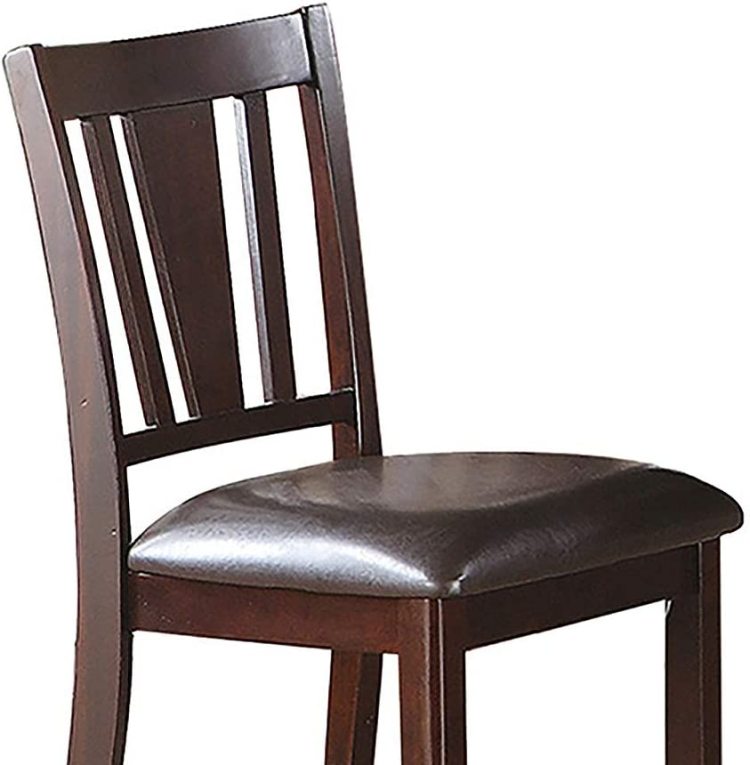 Simple Contemporary Set Of 2 Counter Height Chairs Brown Dining Seating Cushion Chair Unique Design Kitchen Dining Room Faux Leather Seat