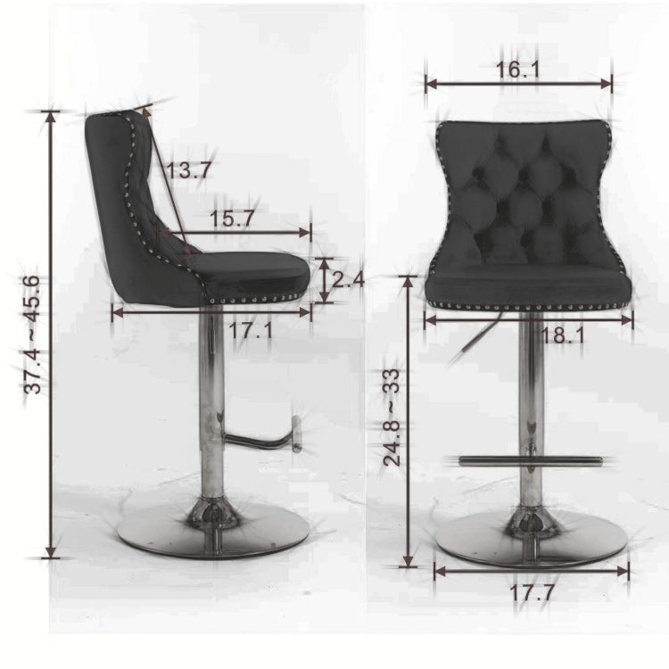 Swivel Velvet Barstools Adjusatble Seat Height From 25 33 Inch, Modern Upholstered Chrome Base Bar Stools With Backs Comfortable Tufted For Home Pub And Kitchen Island, Beige,Set Of 2
