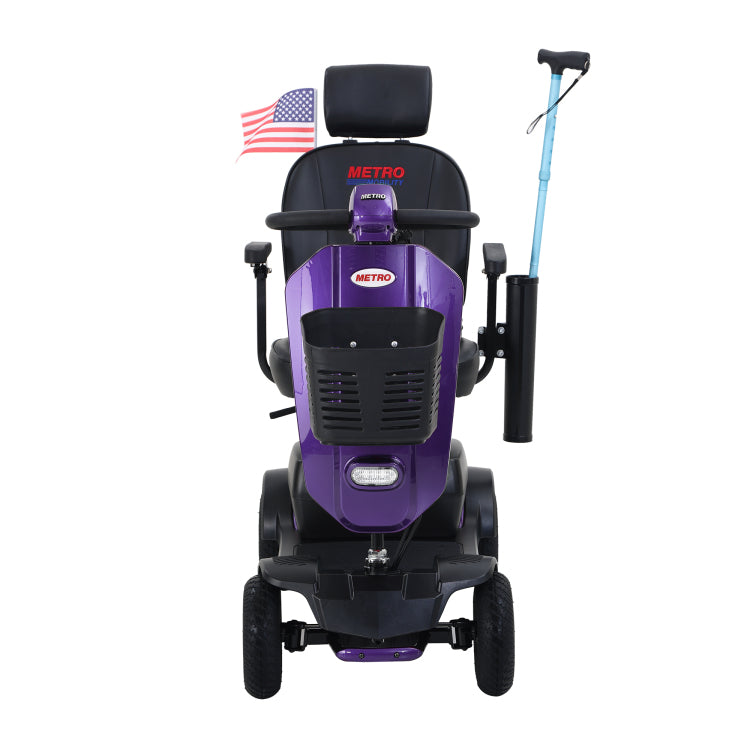 Max Plus Dark Purple 4 Wheels Outdoor Compact Mobility Scooter With 2Pcs*20Ah Lead Acid Battery, 16 Miles, Cup Holders & Usb Charger Port