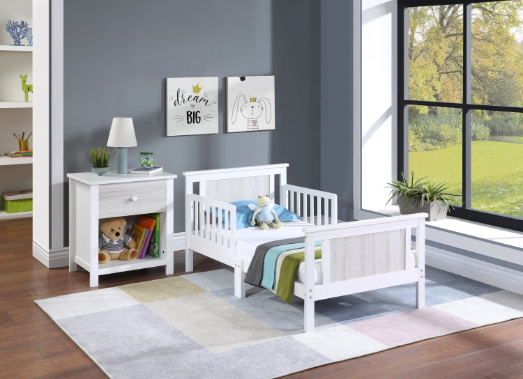 Connelly Reversible Panel Toddler Bed White Rockport Gray