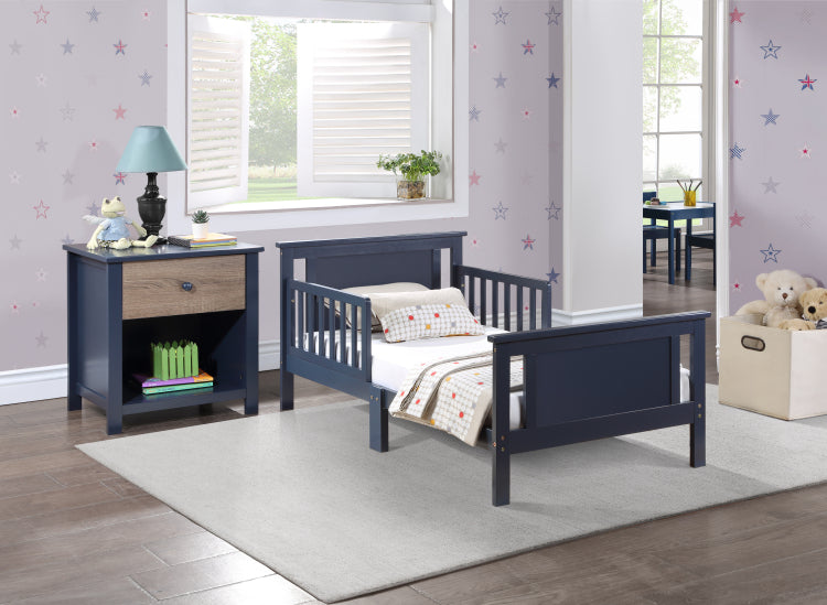 Connelly Reversible Panel Toddler Bed Midnight Blue Vintage Walnut