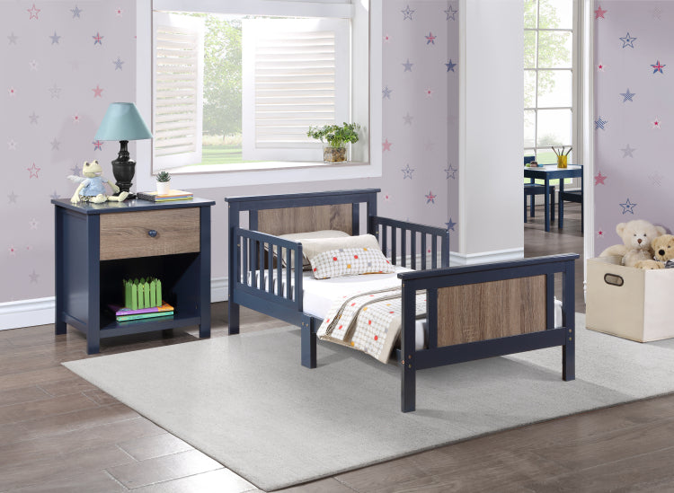 Connelly Reversible Panel Toddler Bed Midnight Blue Vintage Walnut