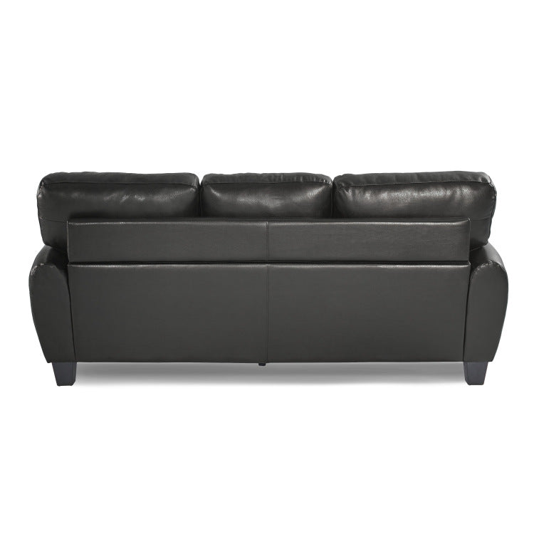 Modern Living Room Furniture 1Pc Sofa Black Faux Leather Covering Retro Styling Furniture