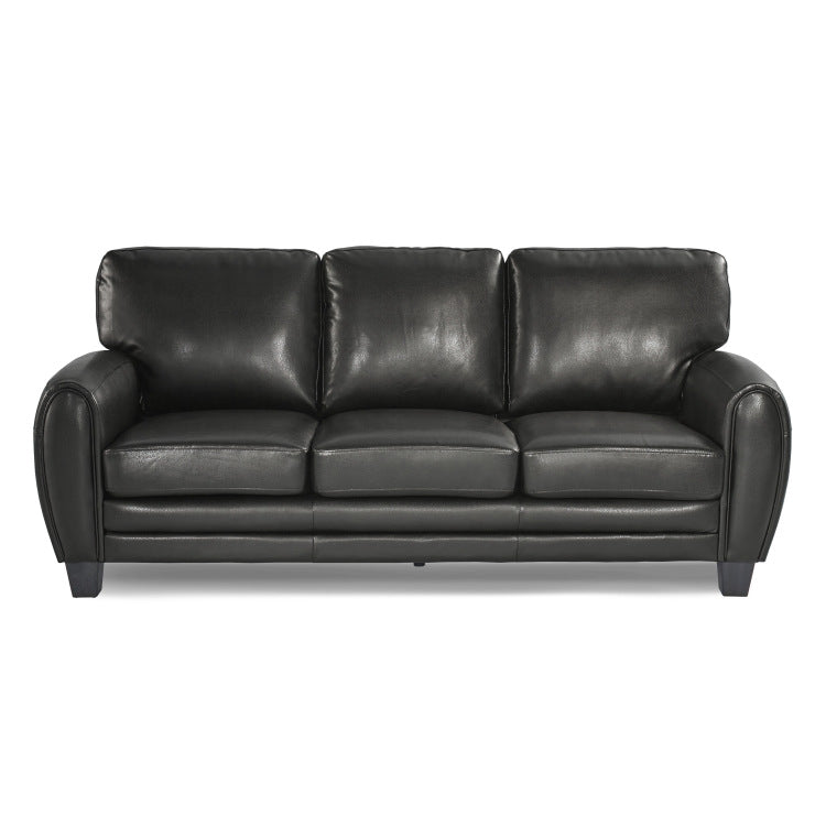Modern Living Room Furniture 1Pc Sofa Black Faux Leather Covering Retro Styling Furniture