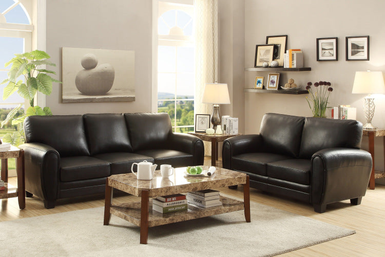 Modern Living Room Furniture 1Pc Sofa Black Faux Leather Covering Retro Styling Furniture